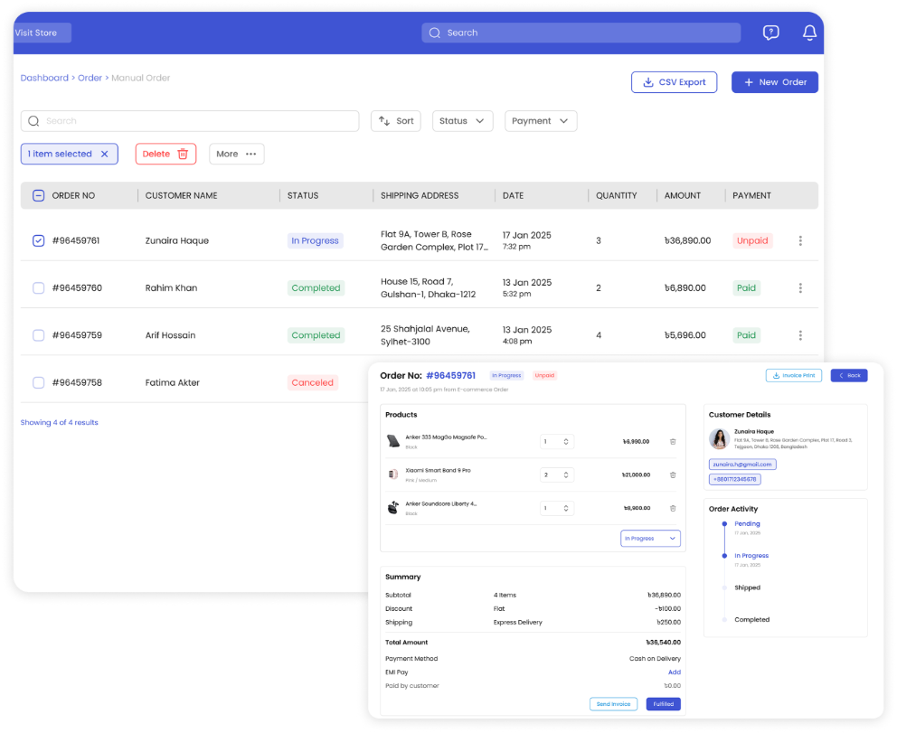 Order Management Interface
